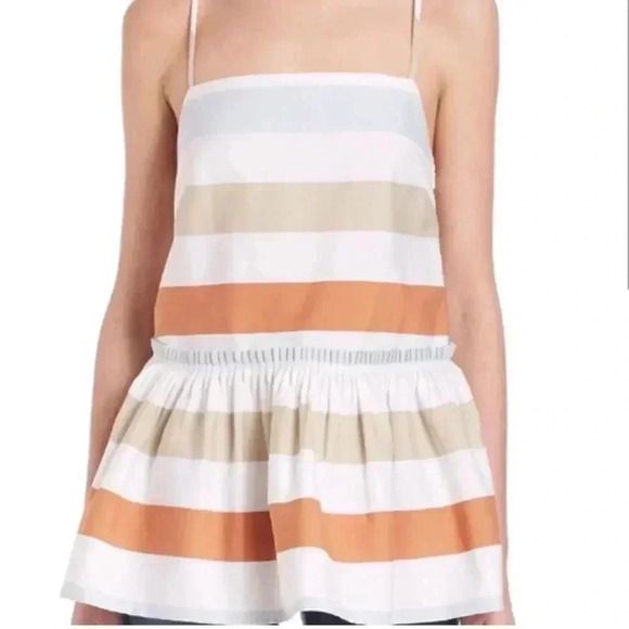 Tanya Taylor Desert Stripe Maura Peplum Top - Picture 6 of 7